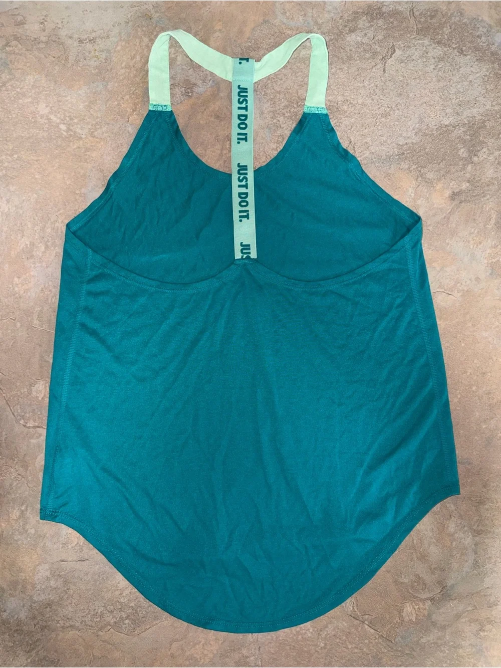 Nike Womens Elastika Dri-Fit Tank Top Small Teal Green Just Do It Racerback Gym